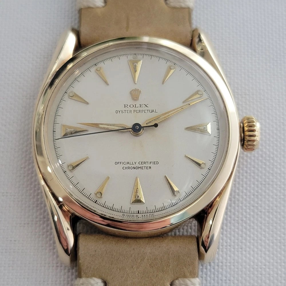 Rolex Oyster Perpetual Ref 6092 14k Solid Gold Mens 1950s Automatic RA657 (1 of 13)