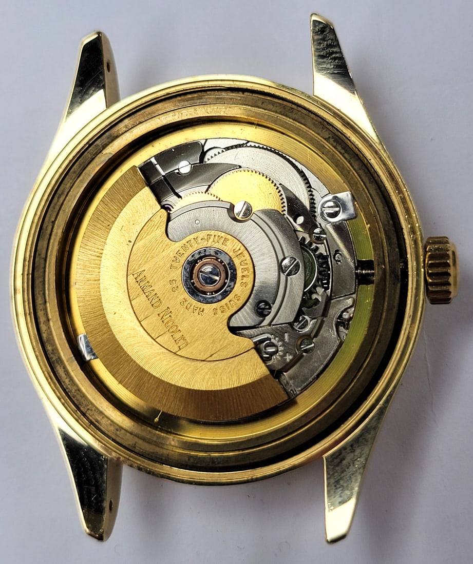 Men's Solid 18k ARMAND NICOLET Tramelan Automatic Date Watch* EXLNT - 10