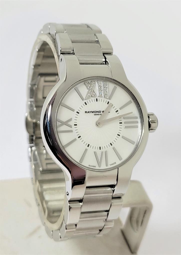 S/Steel RAYMOND WEIL Noemia Ladies Quartz Watch Diamonds on 12 Ref 5932* EXLNT - 2