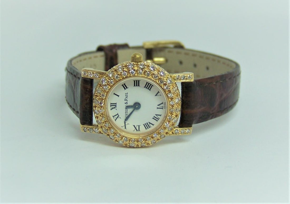 Solid 18k Ladies AUSTERN & PAUL Watch with 1 Ct VS Diamonds* EXLNT - 5