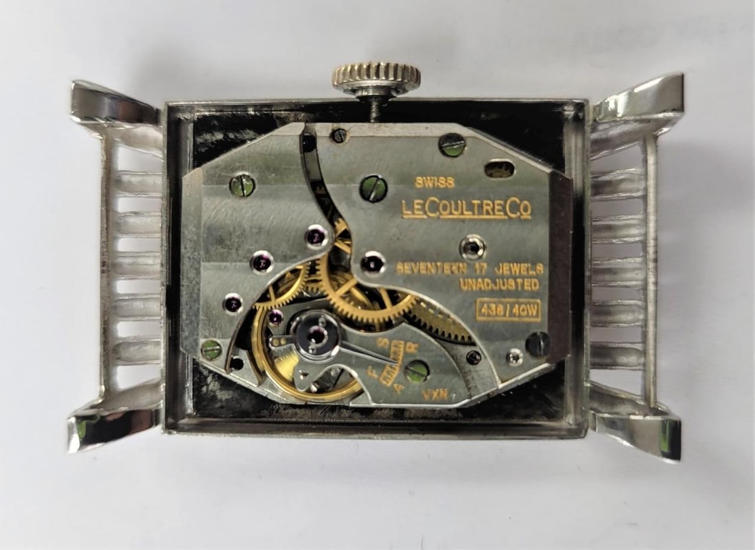 Vintage 18k White LeCOULTRE Winding Watch 1940s Cal 438/CW FANCY LOGS* RARE - 6