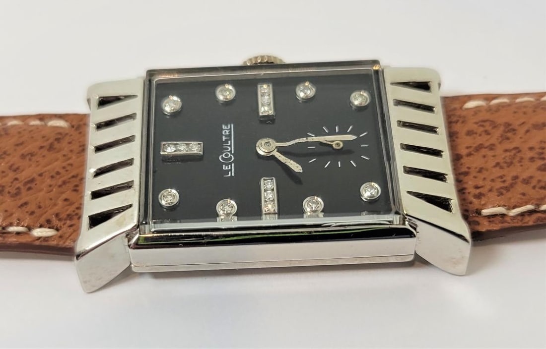 Vintage 18k White LeCOULTRE Winding Watch 1940s Cal 438/CW FANCY LOGS* RARE - 9