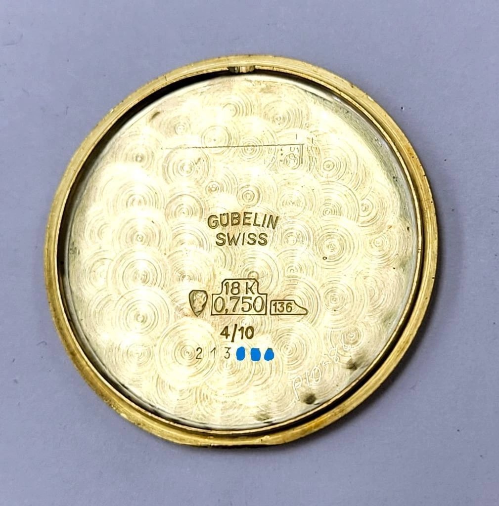 Vintage Solid 18k GUBELIN Mens Winding Watch 1960s Cal G7017 EXLNT RARE High End - 10