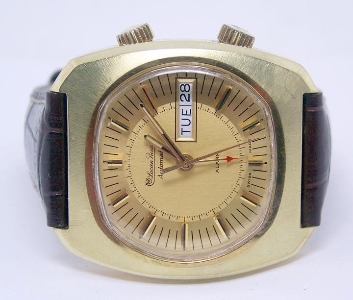Swiss LUCIEN PICCARD Automatic ALARM Mens DAY DATE Watch* EXLNT* SERVICED* RARE - 5