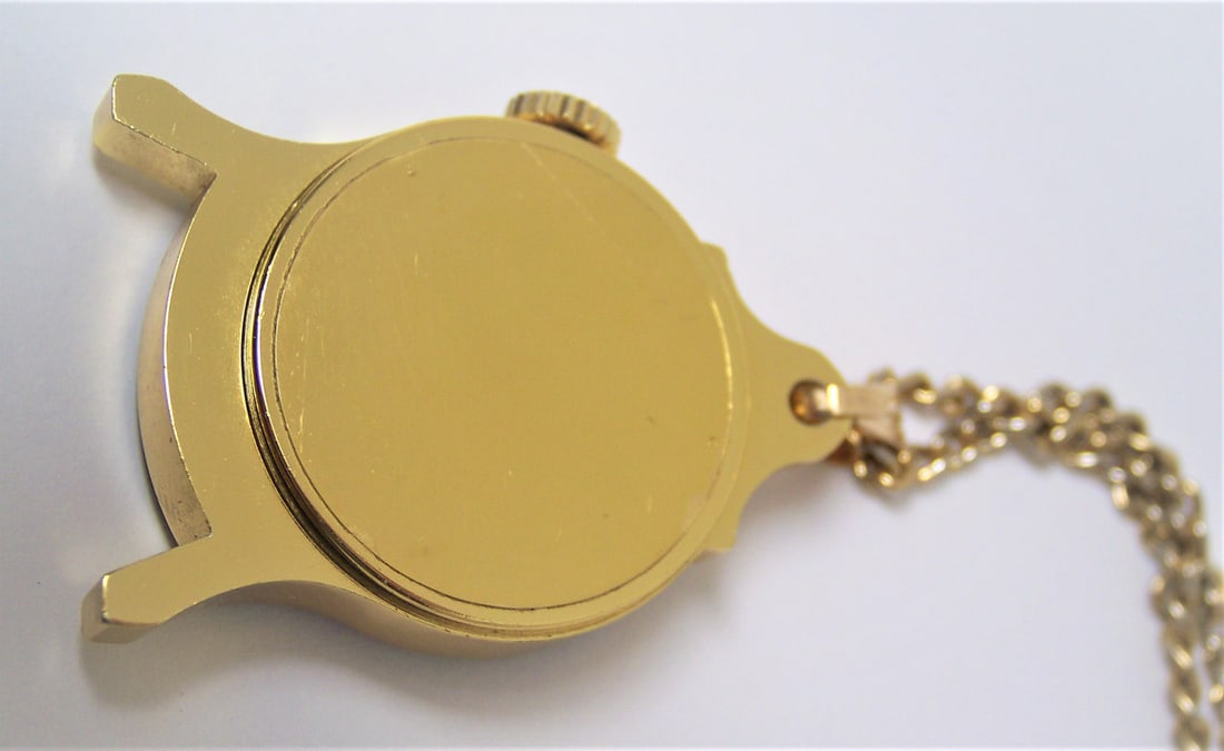 Gold Plated CHATEAU Ladies Pendant Winding Watch with 22 Inches Goldfilled Chain - 5