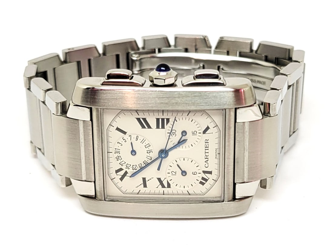 S/Steel CARTIER TANK/Francaise Chronoflex Chronograph Watch 2303* EXLNT SERVICED - 2