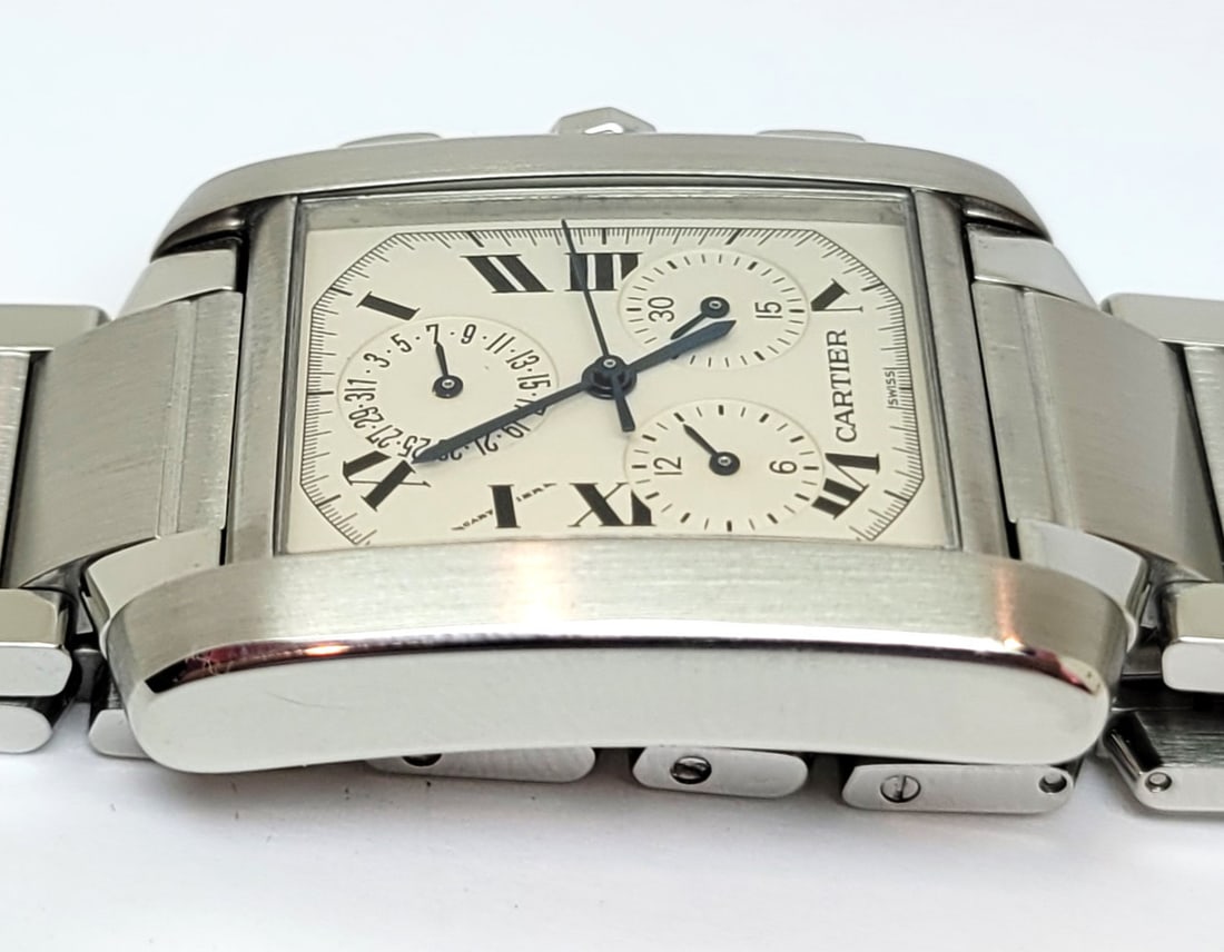 S/Steel CARTIER TANK/Francaise Chronoflex Chronograph Watch 2303* EXLNT SERVICED - 8