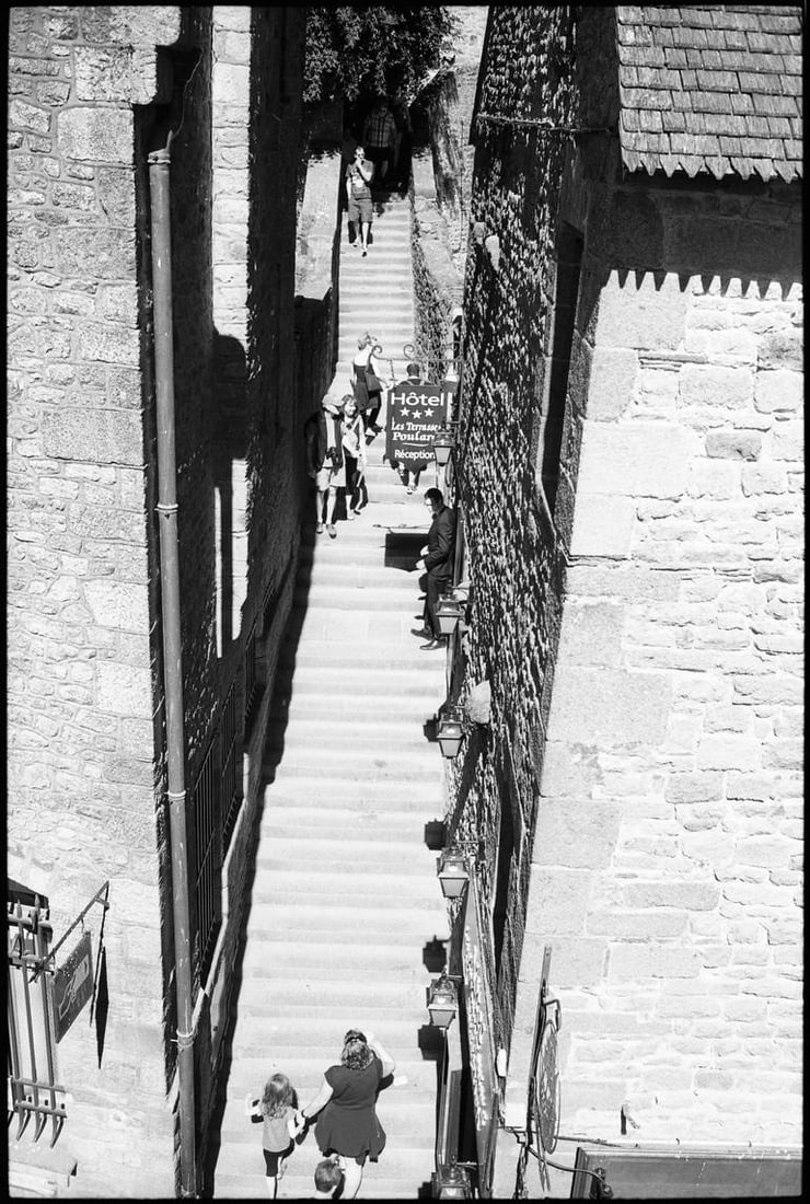 Stairs, Mont Saint Michel, France 2016 - Silver Gelatin: Title: Stairs, Mont Saint Michel, France 2016 - Silver Gelatin Description: Title: Stairs, Mont Saint Michel, France 2016 - Silver Gelatin Photograph - Limited Edition of 10 Artist: Paul Cooklin Origi