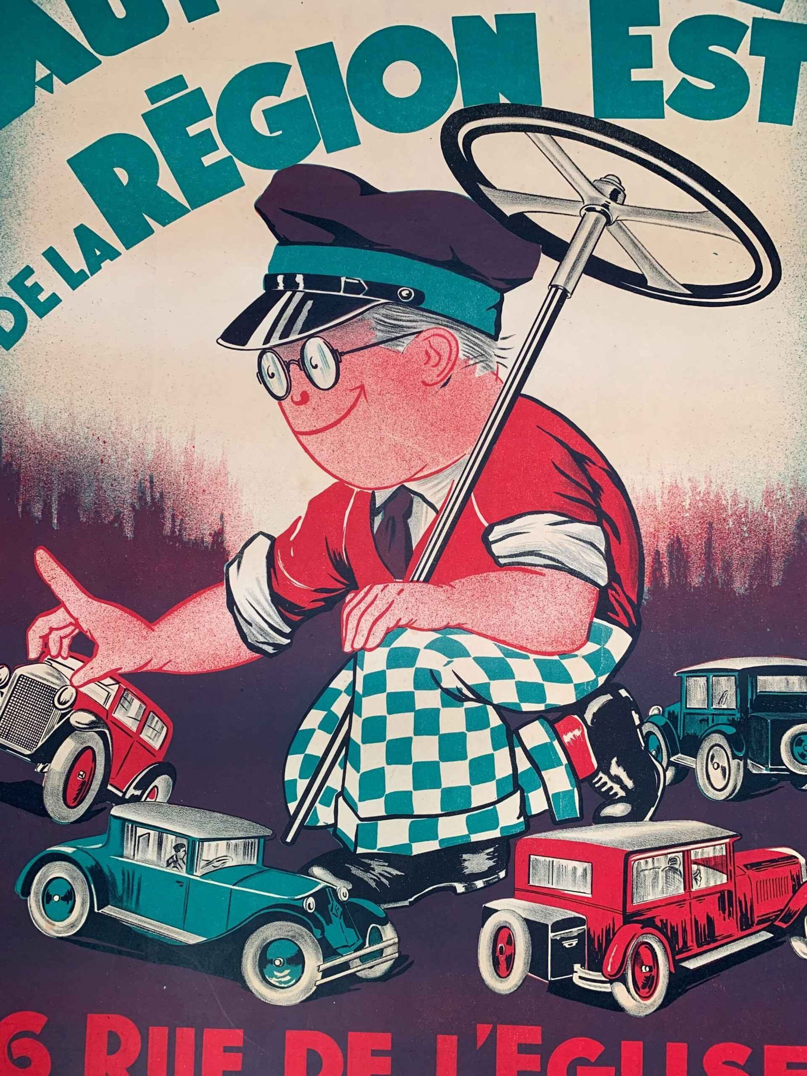 Auto-Ecole - Art by A. Cahon (1934) 31.5x47.5 French Advertising Poster LB - 6