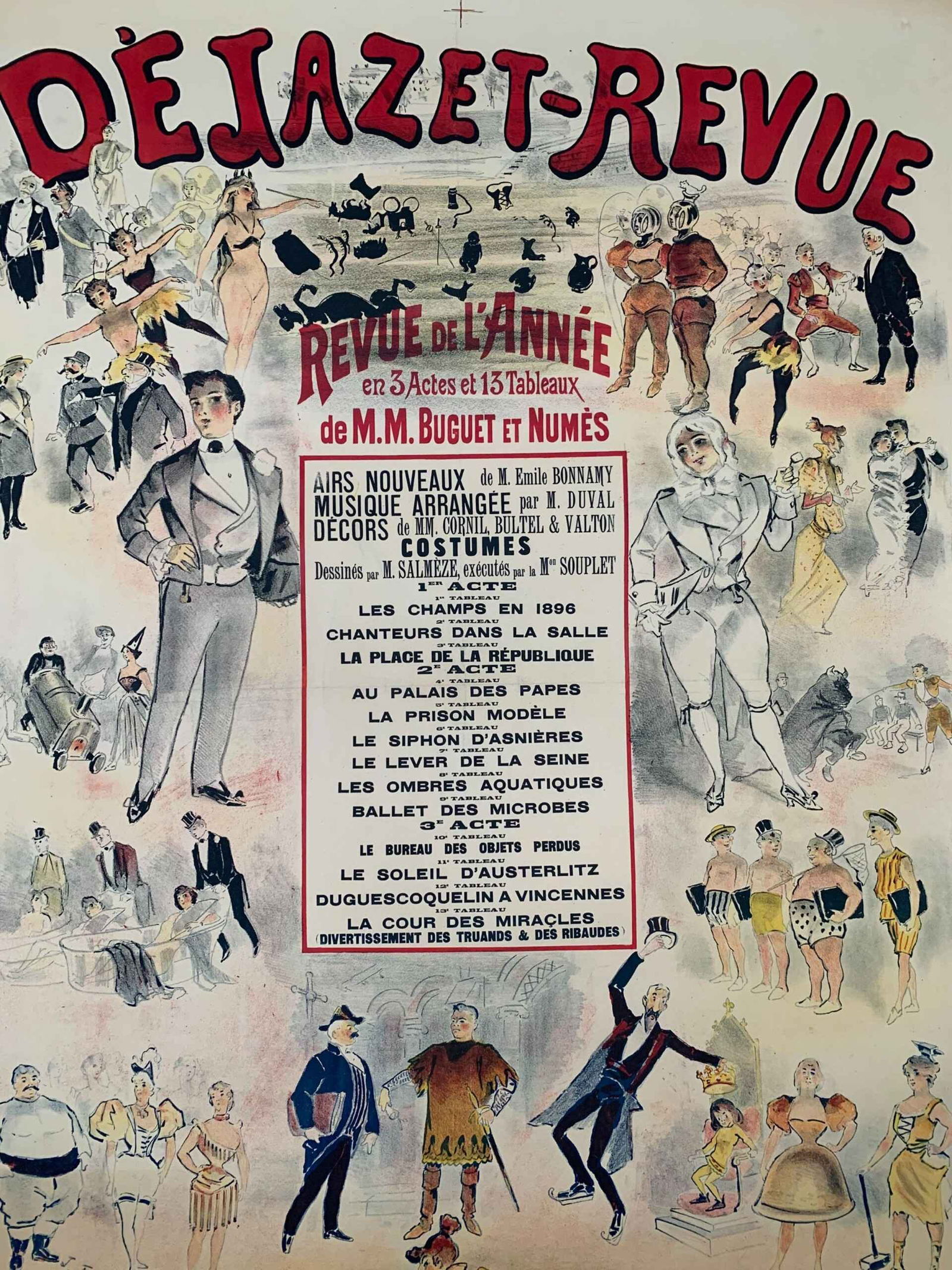 Dejazet-Revue - Art Jules Jonchere (1900) 36.5x50.5 French Theater/Circus Poster LB - 6
