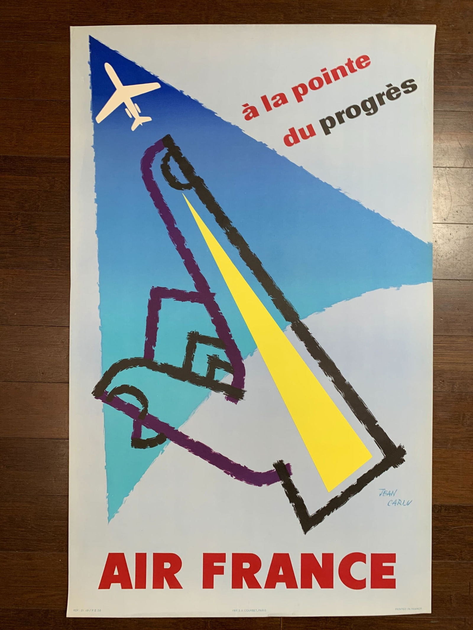 Air France a la Pointe du Progres - Art by Jean Carlu (1958) 25x31 French Advertising Poster (1 of 6)
