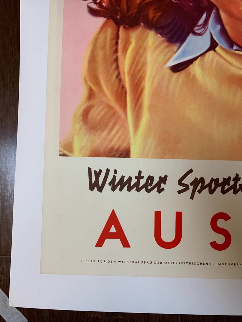 Winter Sports In Austria - Art By F. Adametz (1950's) 25x37.75 Austrian Travel Poster LB - 3