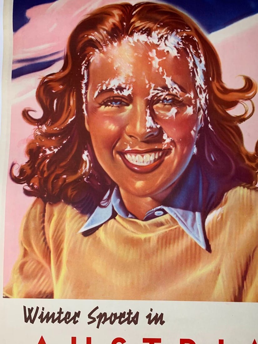 Winter Sports In Austria - Art By F. Adametz (1950's) 25x37.75 Austrian Travel Poster LB - 7