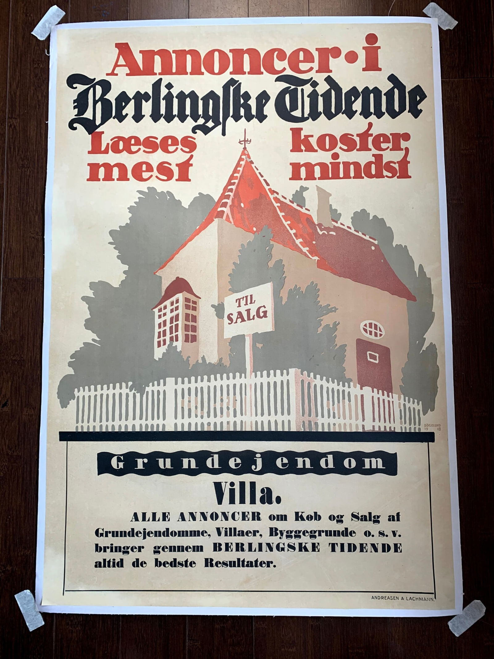 Annoncer Villa - Art By Thor Bogelund Jensen (1918) 23.25x34.5 Danish Advertising Poster LB (1 of 3)