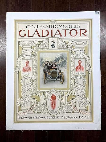 Gladiator - Cycles And Automobiles (1905) 23.5x30.5 French Advertising Poster LB - 2