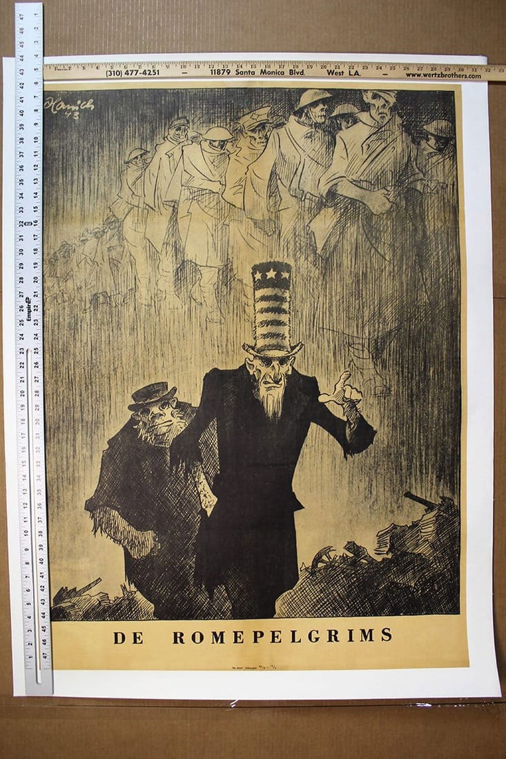 De Romepelgrims (1943) 42x30 Dutch WWII Poster LB: Title: De Romepelgrims (1943) 42x30 Dutch WWII Poster LB Description: De Romepelgrims (1943) 42x30 Dutch WWII Poster LB Please refer to the attached photos to determine the condition of this original