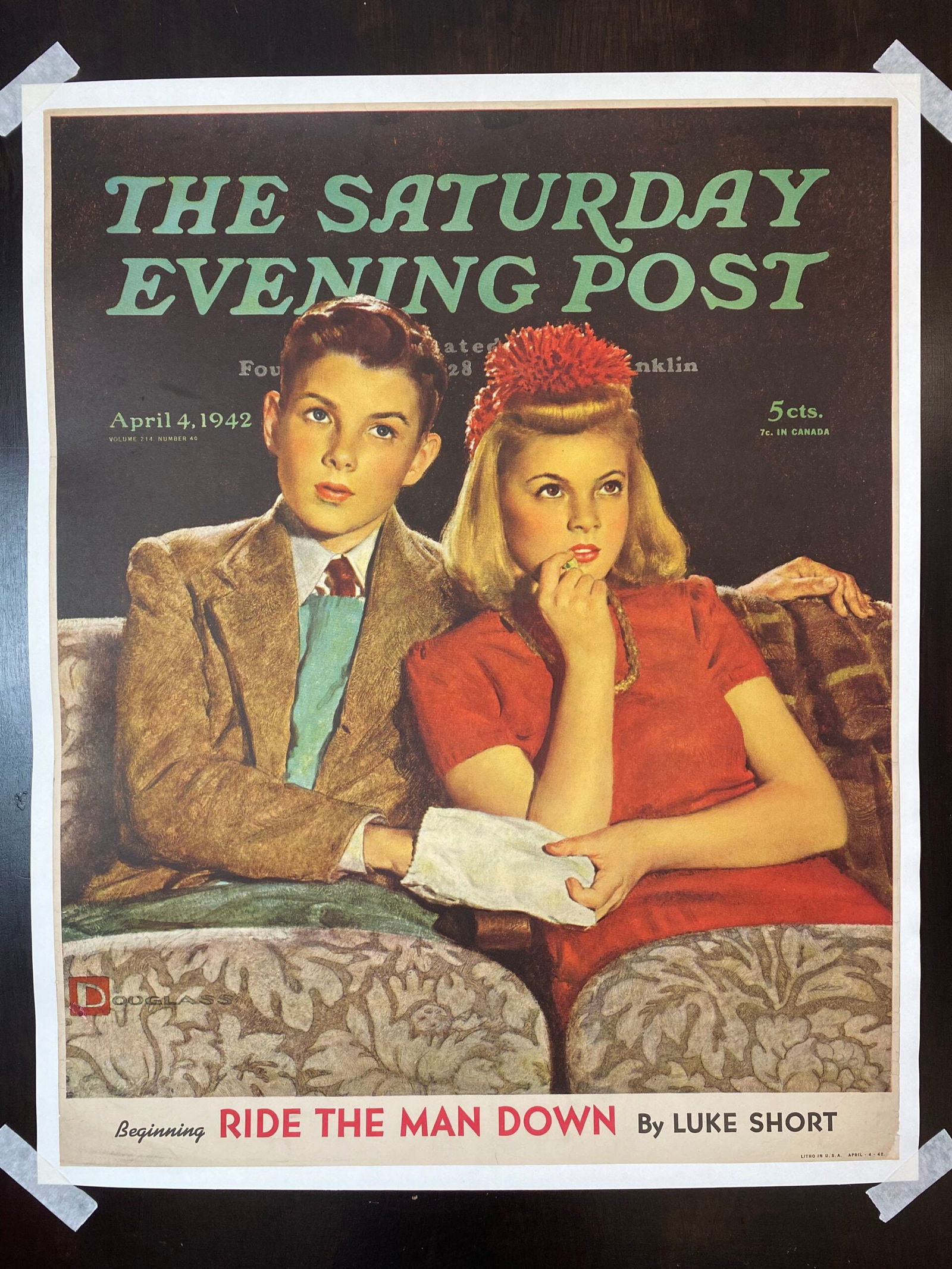 21x27 1942 Newstand Poster Saturday Evening Post - Art By Douglass Crockwell movie Date LB (1 of 6)