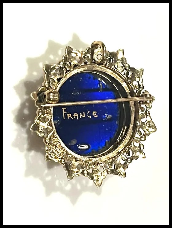 Exquisite Vintage 14k Limoges France Hand Painted Cameo with Seed Pearls - 15