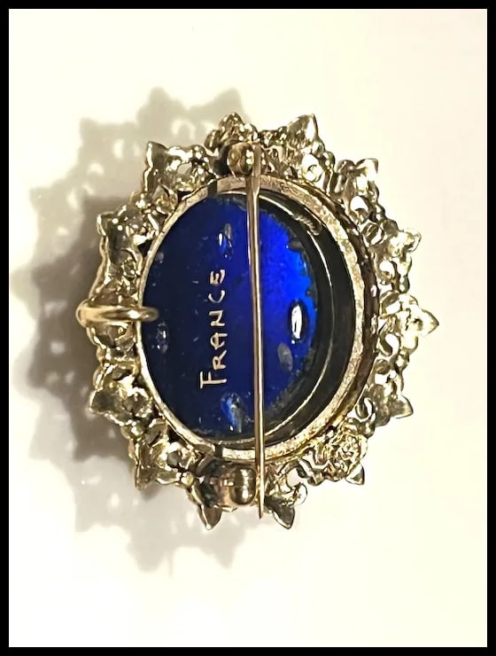 Exquisite Vintage 14k Limoges France Hand Painted Cameo with Seed Pearls - 17