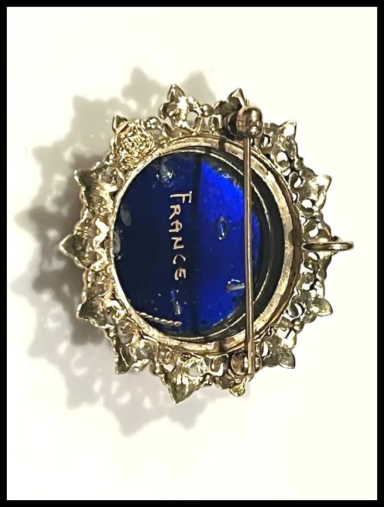 Exquisite Vintage 14k Limoges France Hand Painted Cameo with Seed Pearls - 18