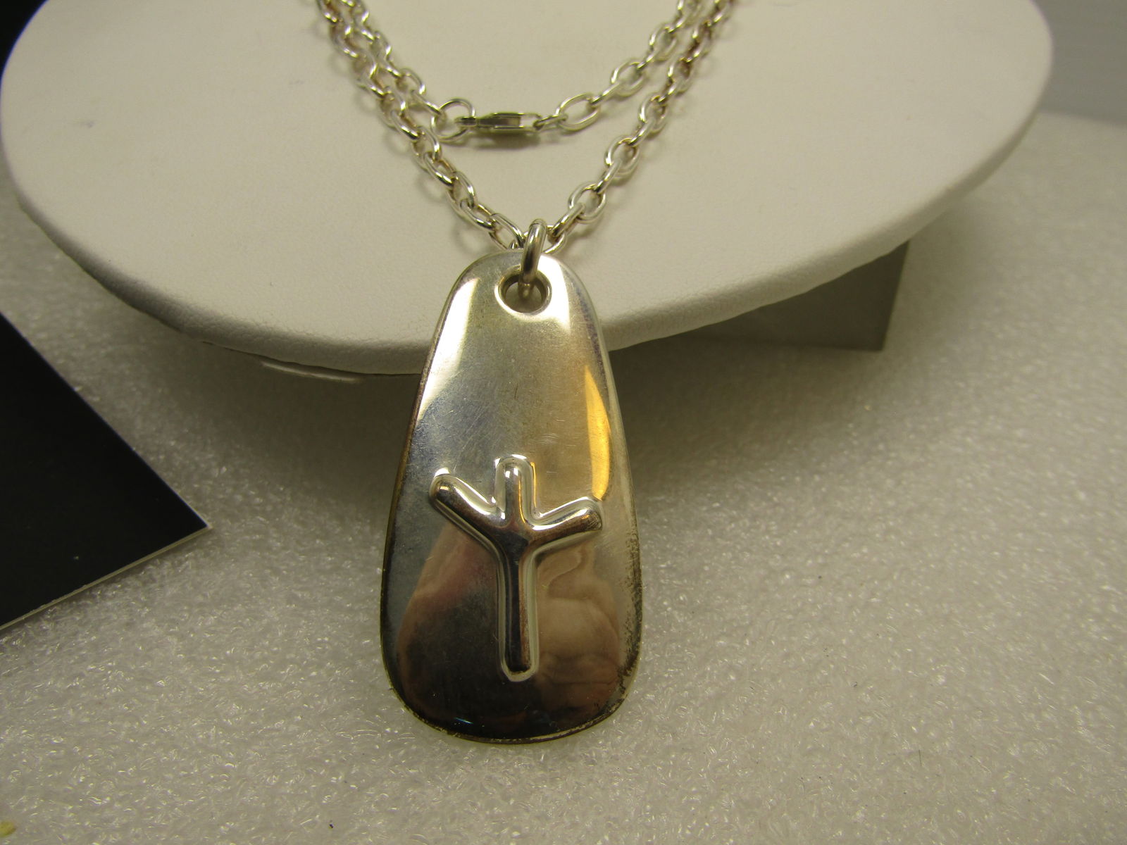 Vintage Sterling RLM Viking Elk Symbol Necklace, 36", Original Box/Pouch, 1990's. - 2