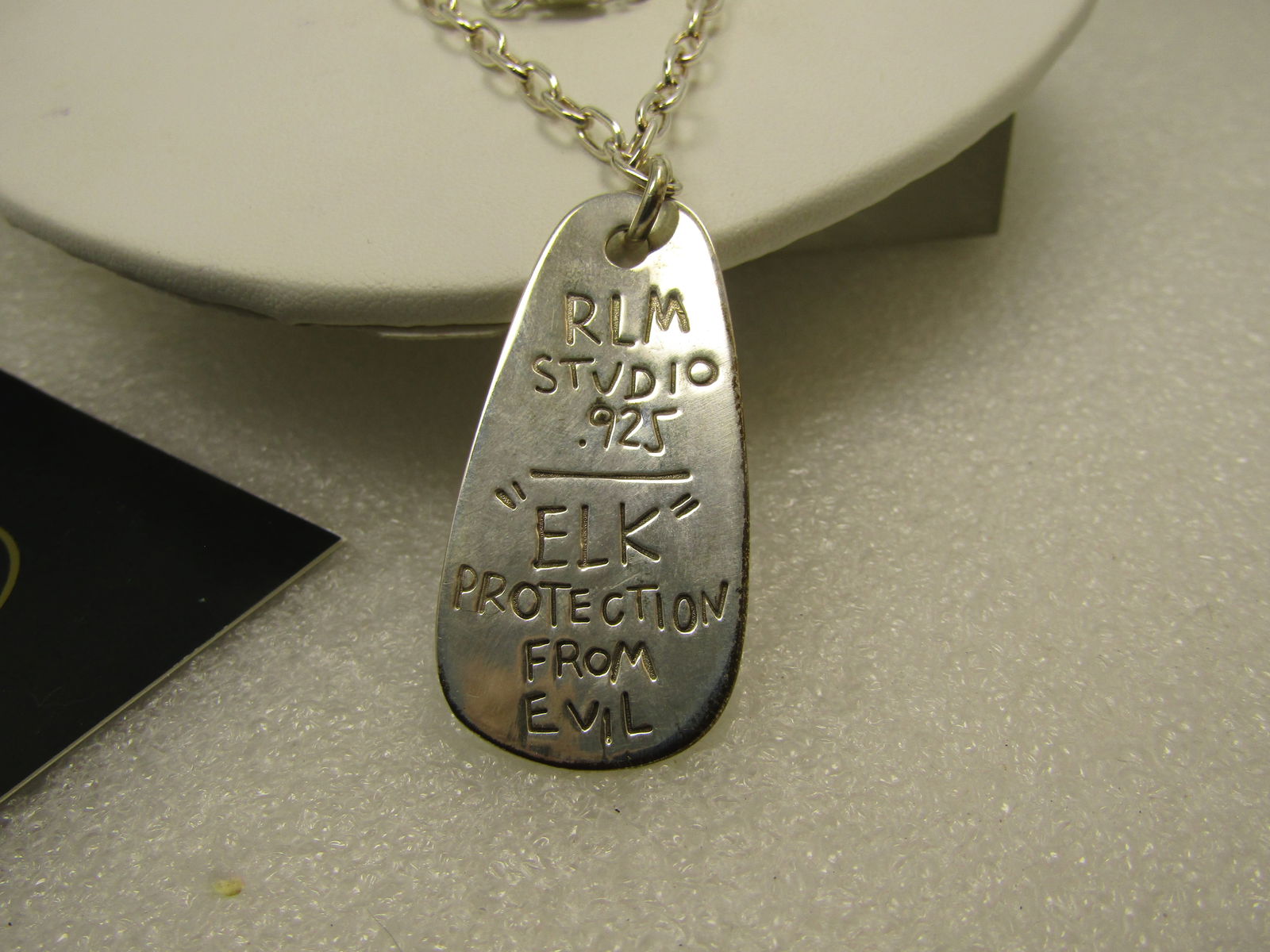 Vintage Sterling RLM Viking Elk Symbol Necklace, 36", Original Box/Pouch, 1990's. - 3