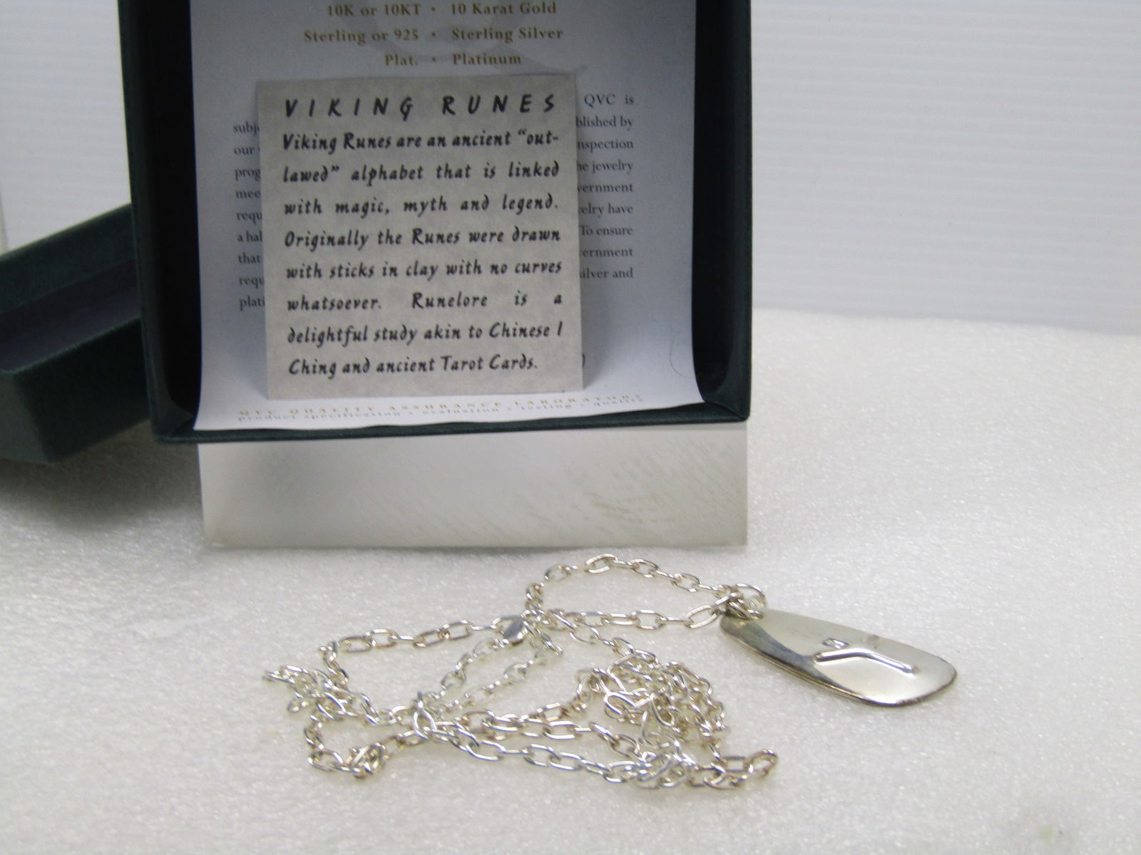 Vintage Sterling RLM Viking Elk Symbol Necklace, 36", Original Box/Pouch, 1990's. - 6