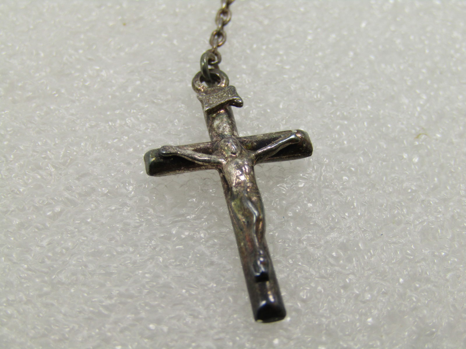 Vintage Silver Plated Rosary, Marked Israel 17", All Metal, 1960's-1970's - 6