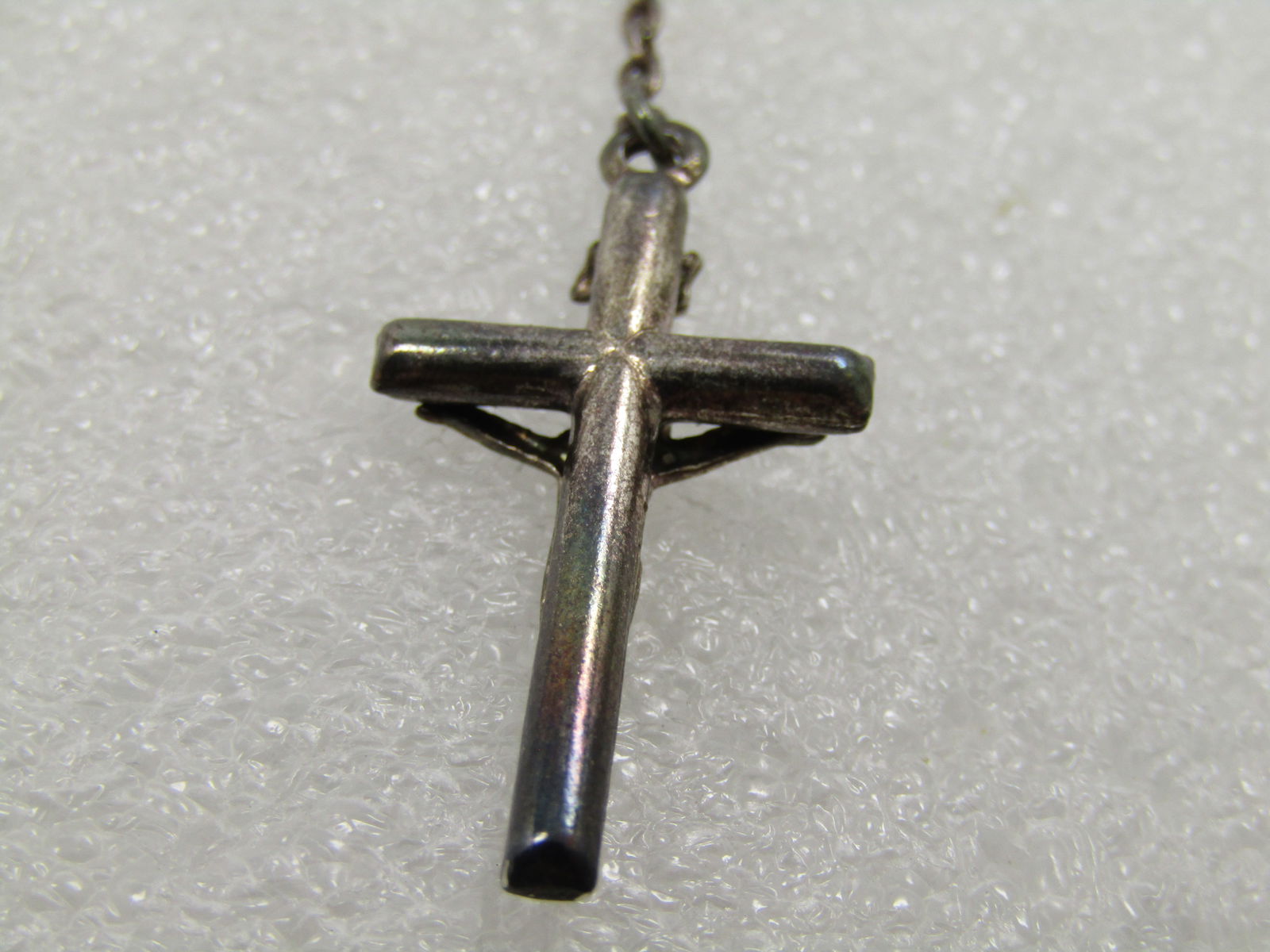 Vintage Silver Plated Rosary, Marked Israel 17", All Metal, 1960's-1970's - 7