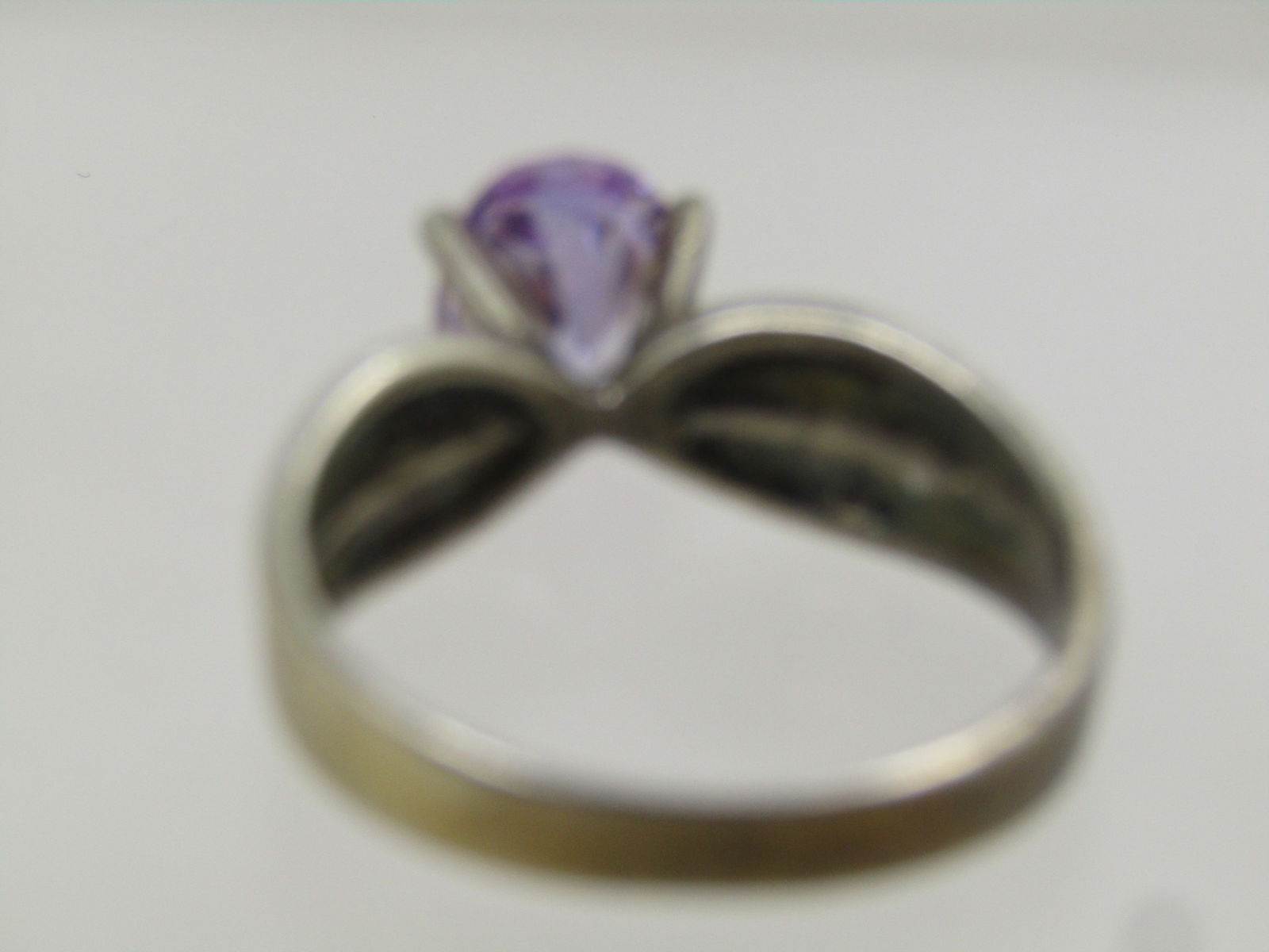 Vintage Sterling Lavender Stone Ring, Sz. 9. 1970's-1980's, Signed (M) - 5