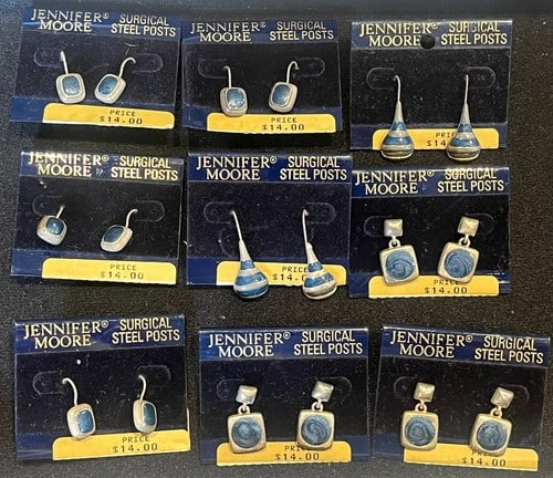 Lot of Vintage Jennifer Moore Earrings: Title: Lot of Vintage Jennifer Moore Earrings Description: Lot of Vintage Jennifer Moore EarringsHallmarked: Jennifer Moore Surgical Steel PostsWeighs: VariesMeasures Approx: Varies, For Pierced Ears