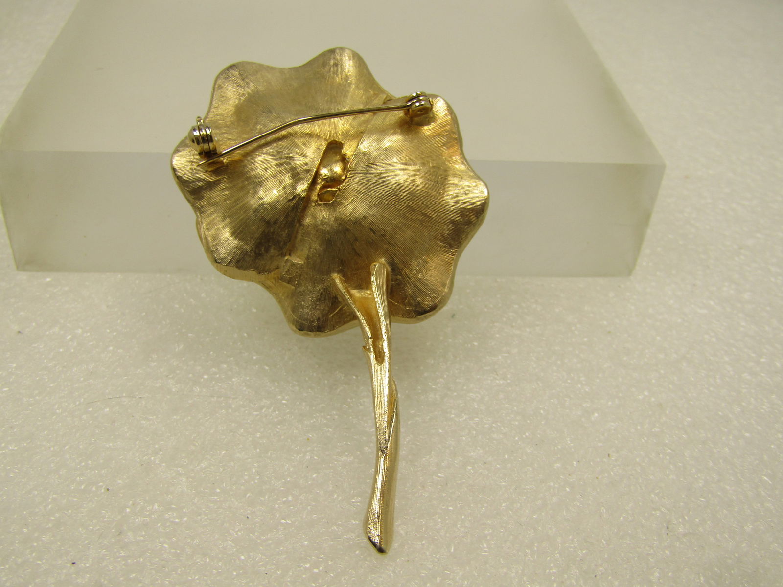 Yellow Enameled/Cloisonne Floral Brooch, Stem, 1960's-1970's - 4