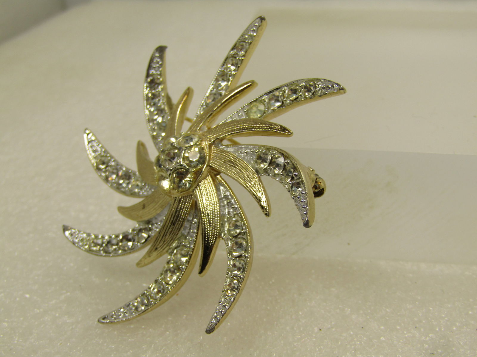 Vintage Pinwheell Rhinestone Brooch, Two-Tone, Sarah Coventry, 1960's-1970's - 2