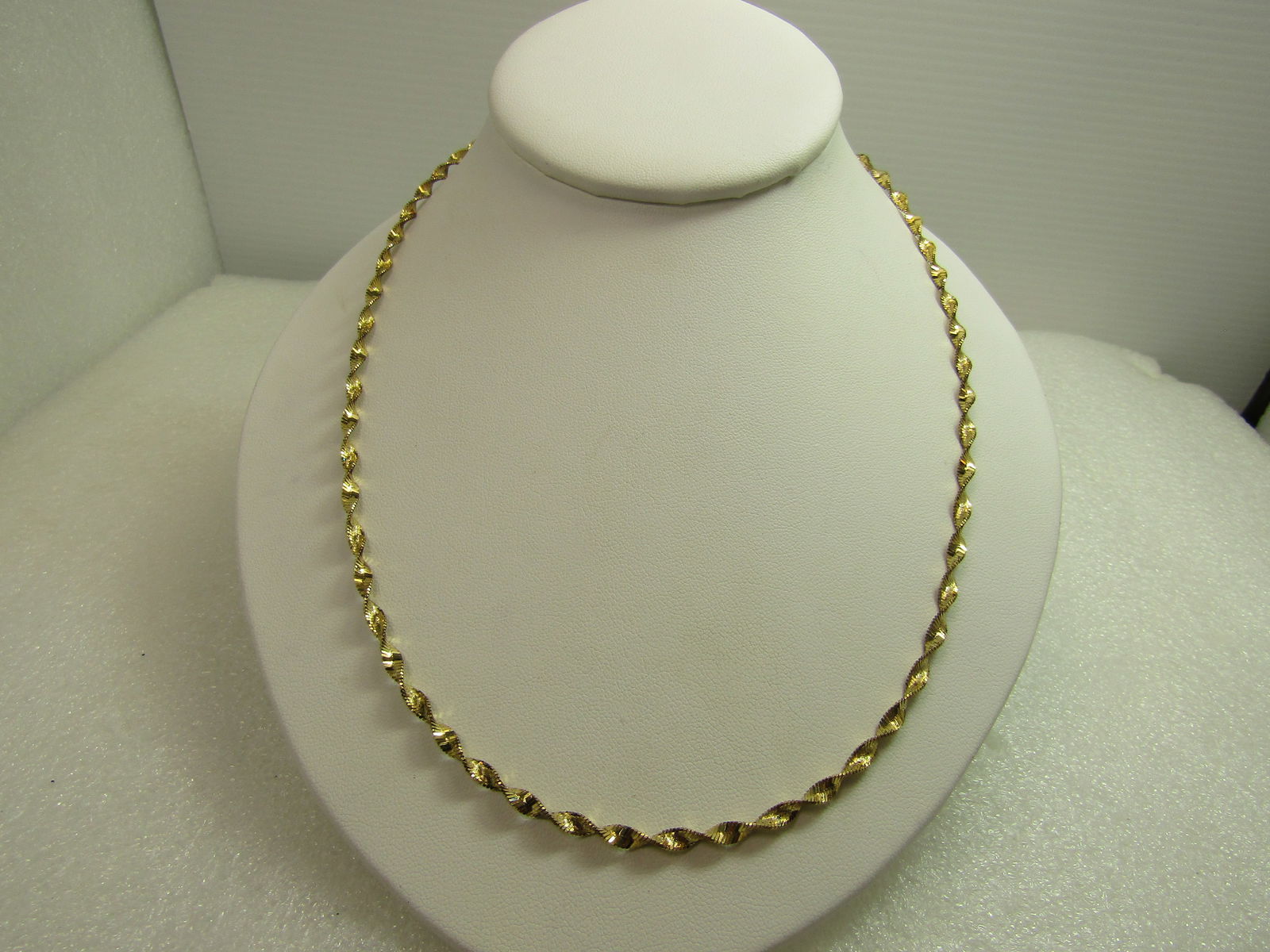 Vintage Gold Over Sterling Twisted Herringbone Necklace, 24", 1980's-1990's (1 of 4)
