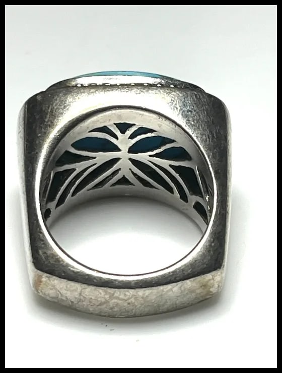 Estate Oversize Sterling Silver NH Signet Ring - 5