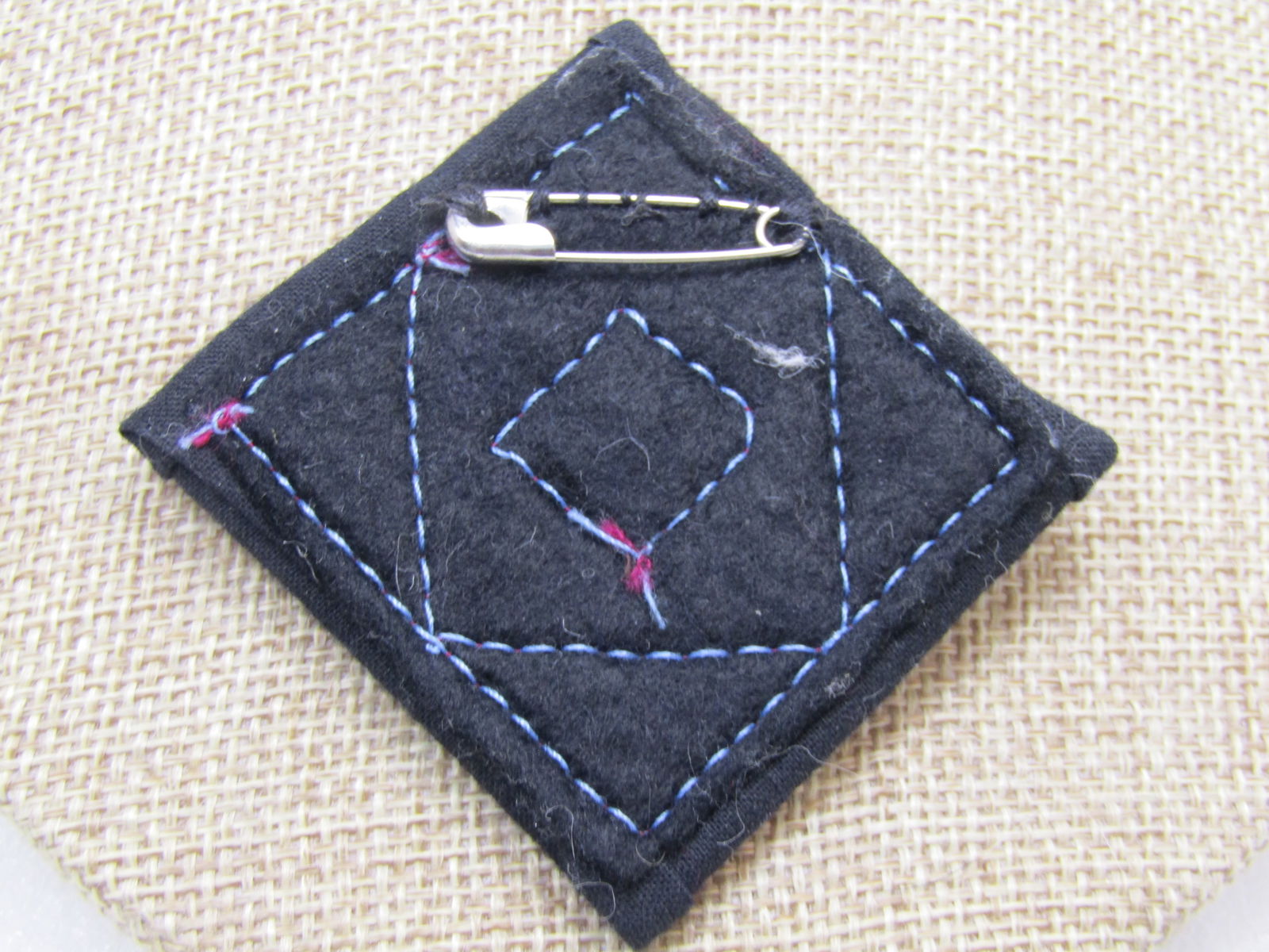 Vintage Hand Made Quilted Brooch/Pin, Fabric, 1980's - 4