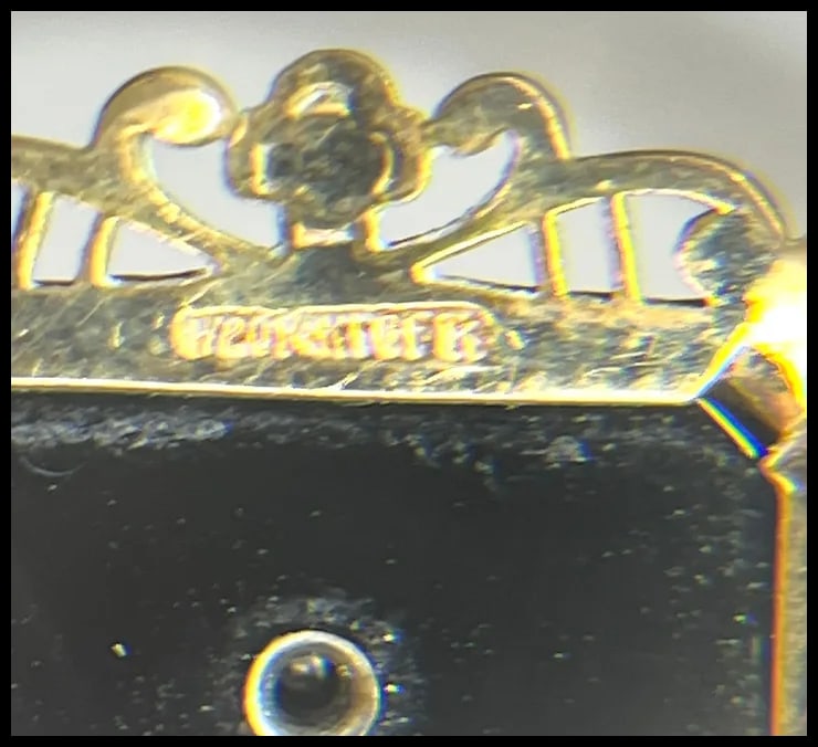 Victorian 14k GF Pendant with Diamond Center & Onyx Charm - 12