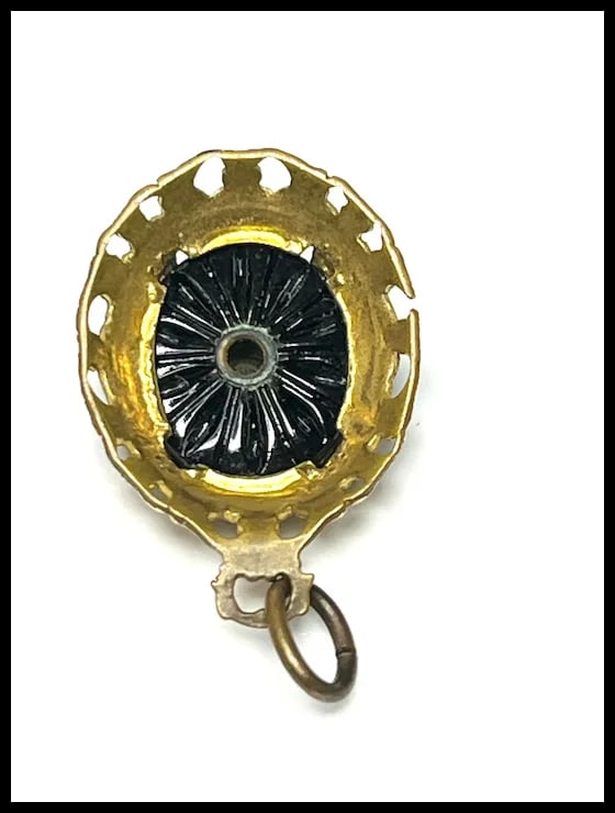 Victorian 14k GF Pendant with Diamond Center & Onyx Charm - 6