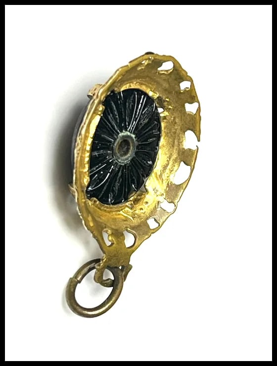 Victorian 14k GF Pendant with Diamond Center & Onyx Charm - 7