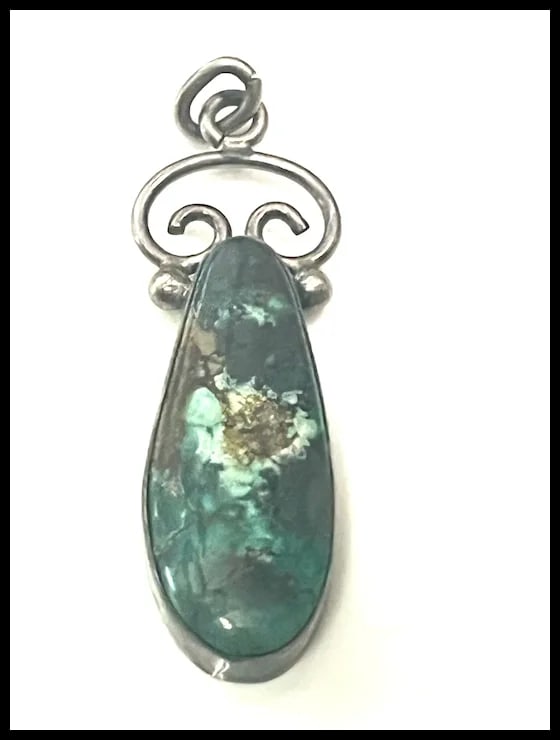 Vintage Gurdal Sterling Silver and Turquoise Pendant - 3