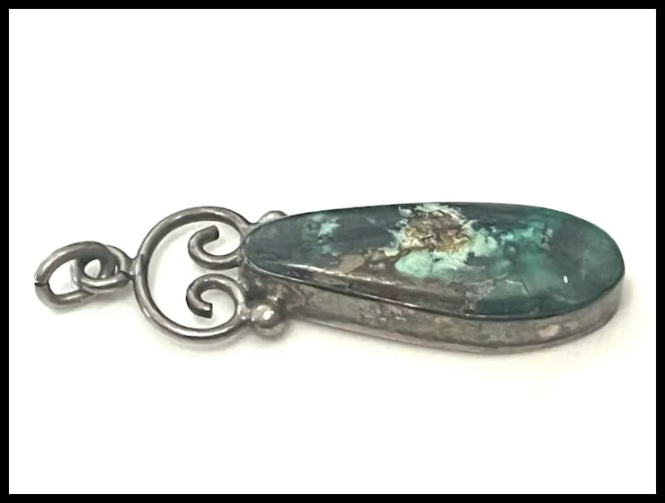 Vintage Gurdal Sterling Silver and Turquoise Pendant - 4