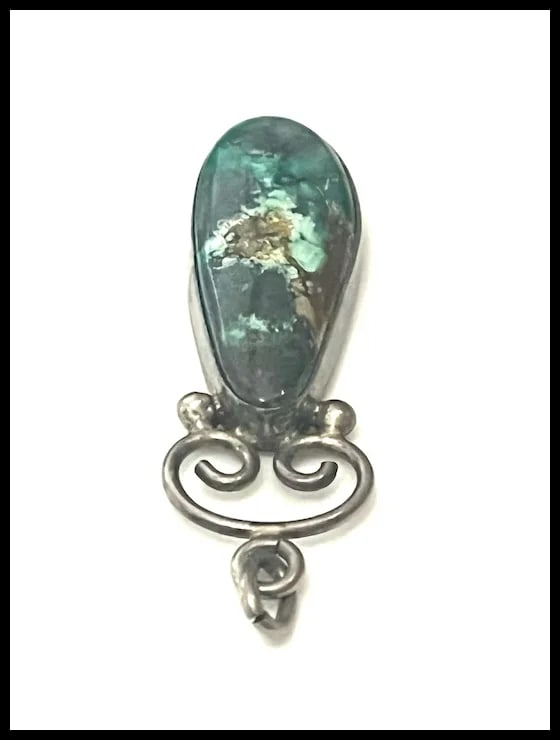 Vintage Gurdal Sterling Silver and Turquoise Pendant - 5