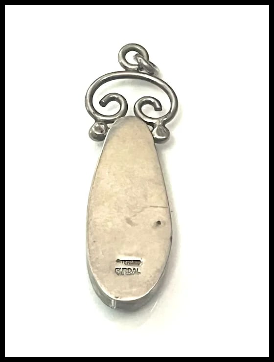 Vintage Gurdal Sterling Silver and Turquoise Pendant - 6