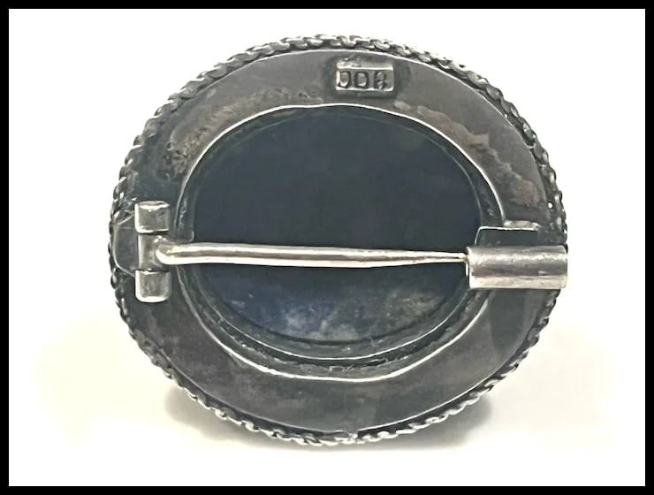 Vintage 800 Silver Lapis Brooch - 5