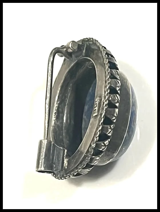 Vintage 800 Silver Lapis Brooch - 6