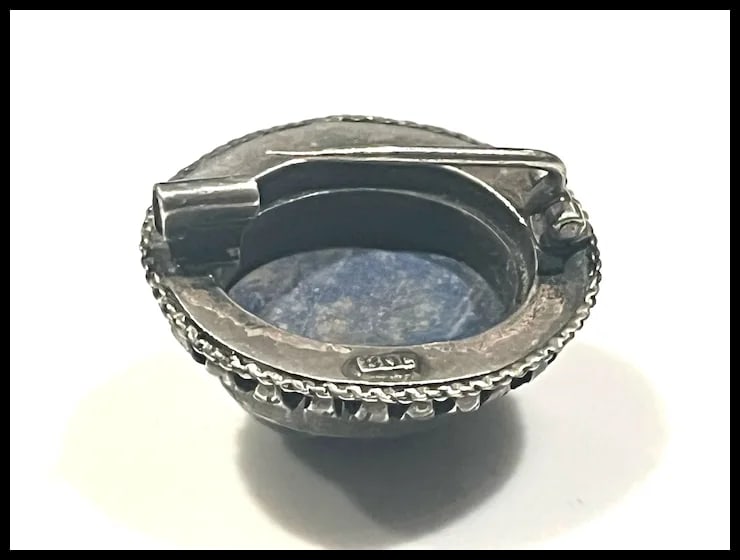 Vintage 800 Silver Lapis Brooch - 7