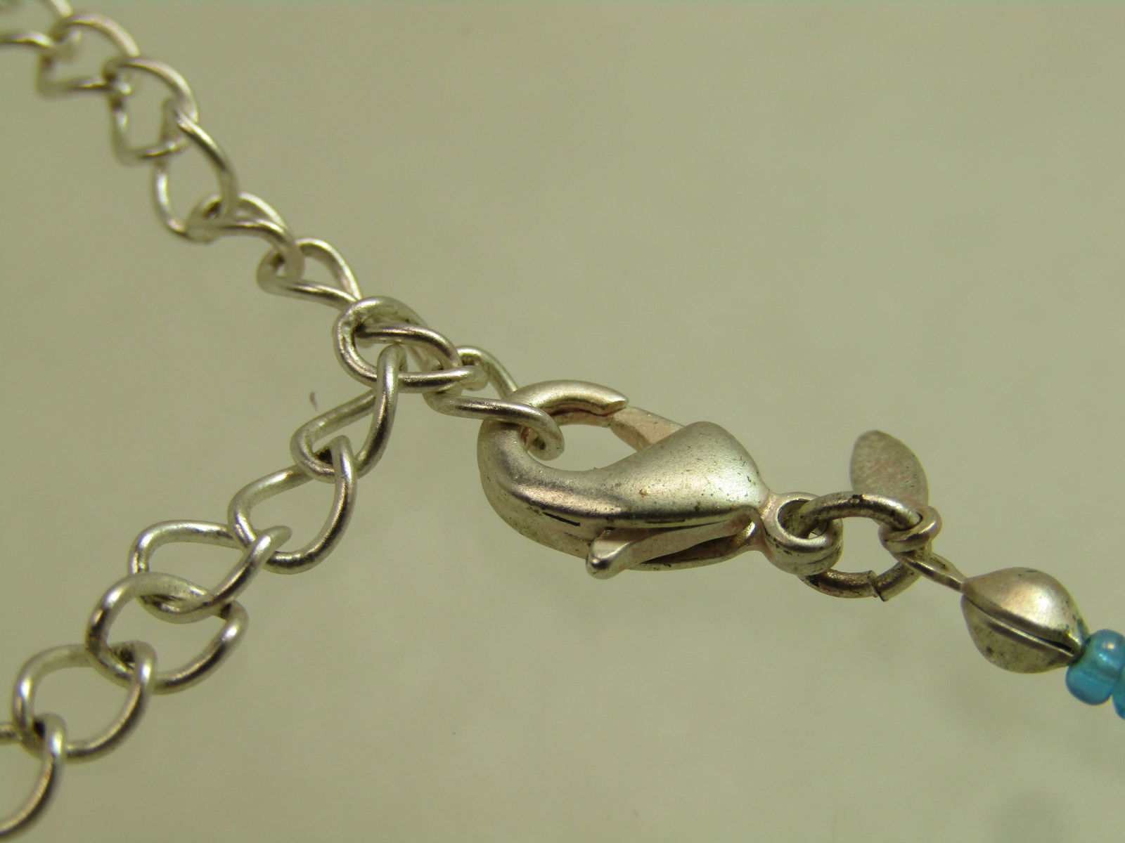 Vintage Faux Turquoise White Heart Necklace/Blue Rhinestones, Signed Avon, 1980's-1990's, 16"-19" - 7