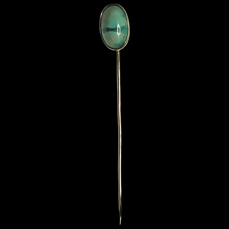 Vintage 10k Gold Stickpin with Turquoise Stone (1 of 5)