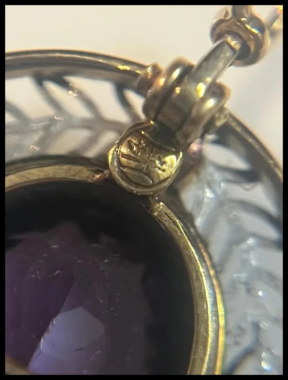 Vintage 14k Two Tone White and Yellow Gold Pendant/ Brooch with Amethyst and Seed Pearls - 8