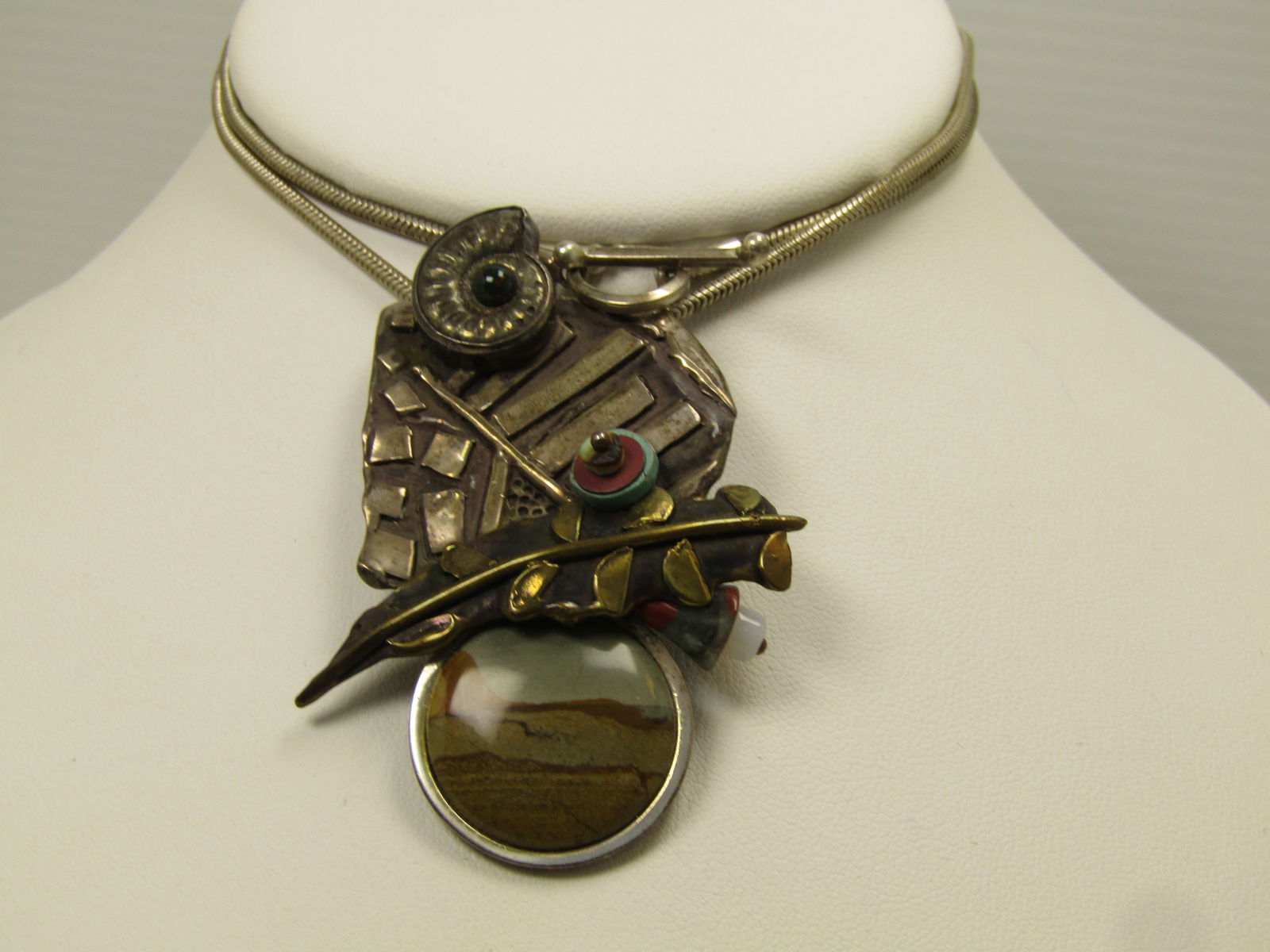 Vintage Sterling Modernist/Brutalist Pendant Necklace, 20" Signed, 9/95. Signed W. Rothstein - 3